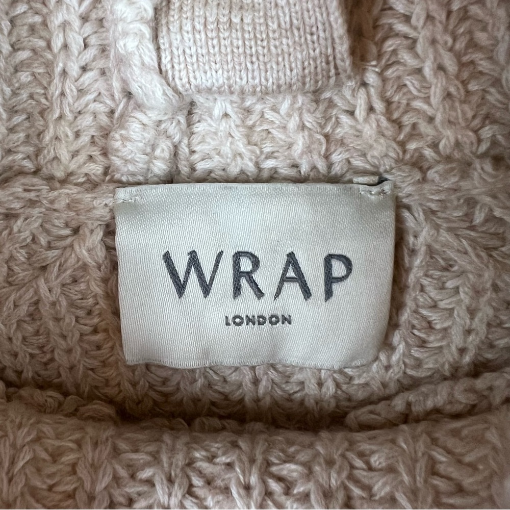 WRAP London Ribbed Chunky Knit Mock Neck Balloon Sleeve Sweater Cream SZ L (12) - Picture 9 of 11